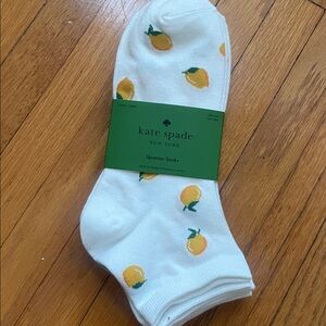 Kate Spade New York Quarter Socks 3 Pack Lemon NWT